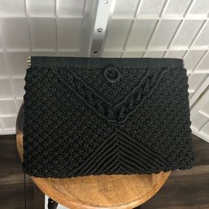 Vintage Women’s Black Macrame Clutch Purse